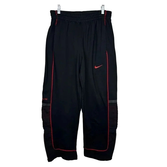 Nike Mens Sweatpants Medium Elite Phenom Straight Leg Ankle Zip Black Red - Picture 1 of 13